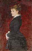 Axel Jungstedt Portrait - Lady in Black Dress oil painting reproduction